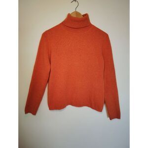 Valerie Stevens 100% Cashmere Cozy Fall Turtleneck Sweater 2 Ply Burnt Orange